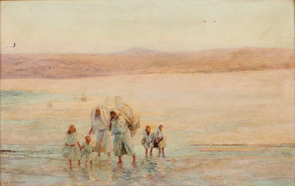 Donne e bambini nel fiume